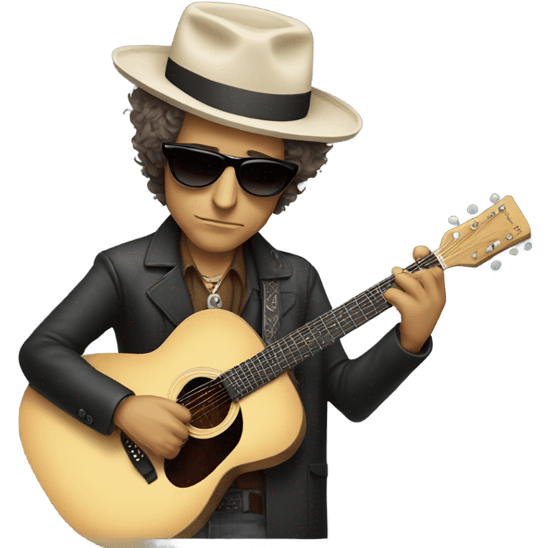 bob dylan with sunglases and guitar emoji