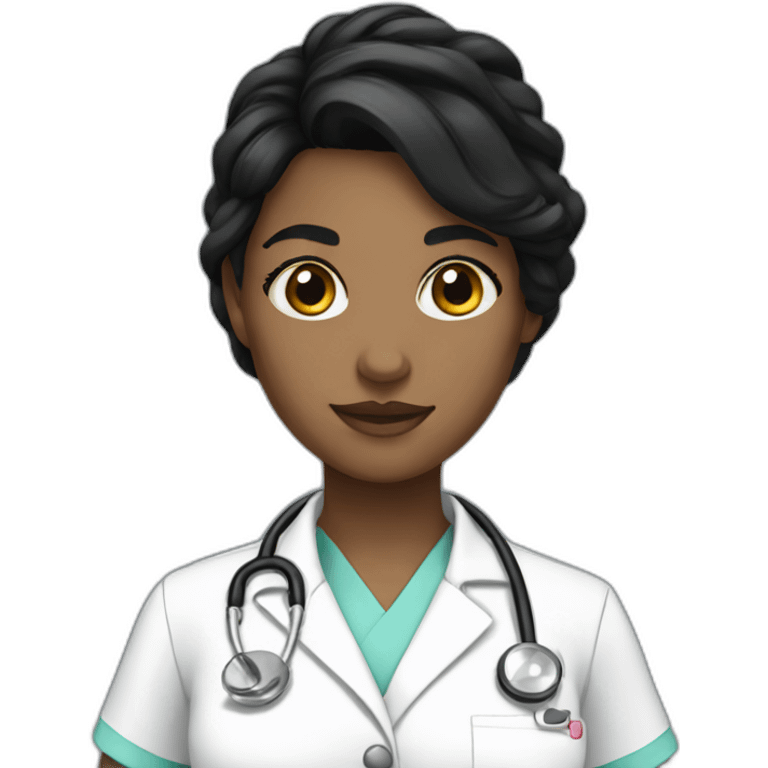 nurse white girl black hair emoji