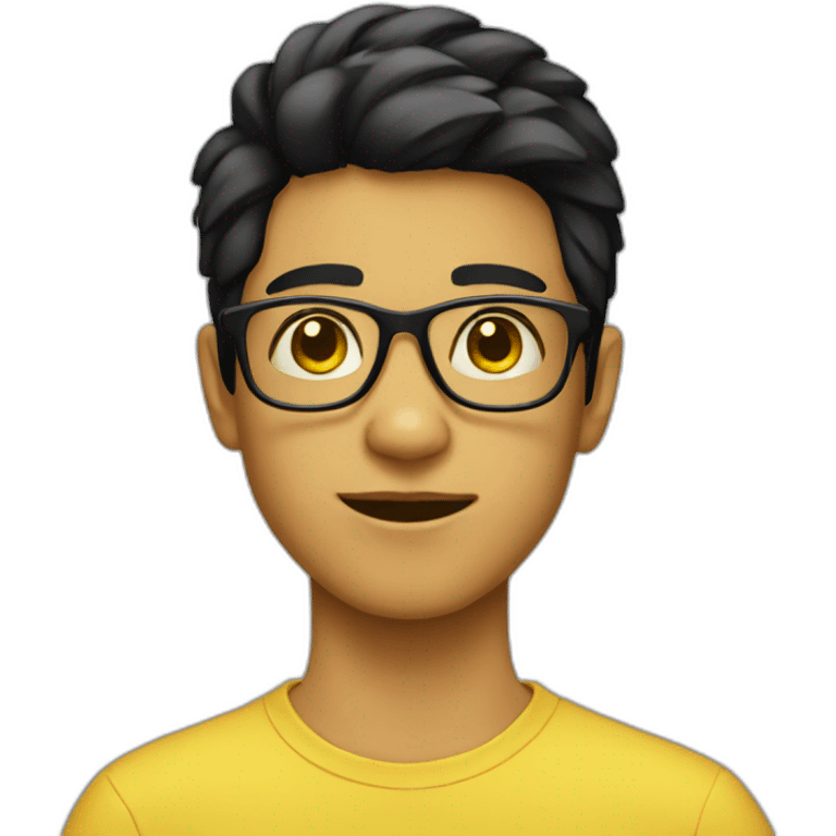 boy with yellow tinted glasses and combed black hair  emoji