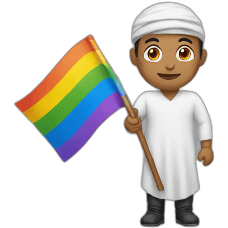 Arabic man holding rainbow flag emoji