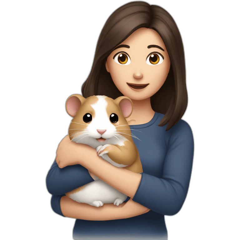 Brunette holding 2 hamsters emoji