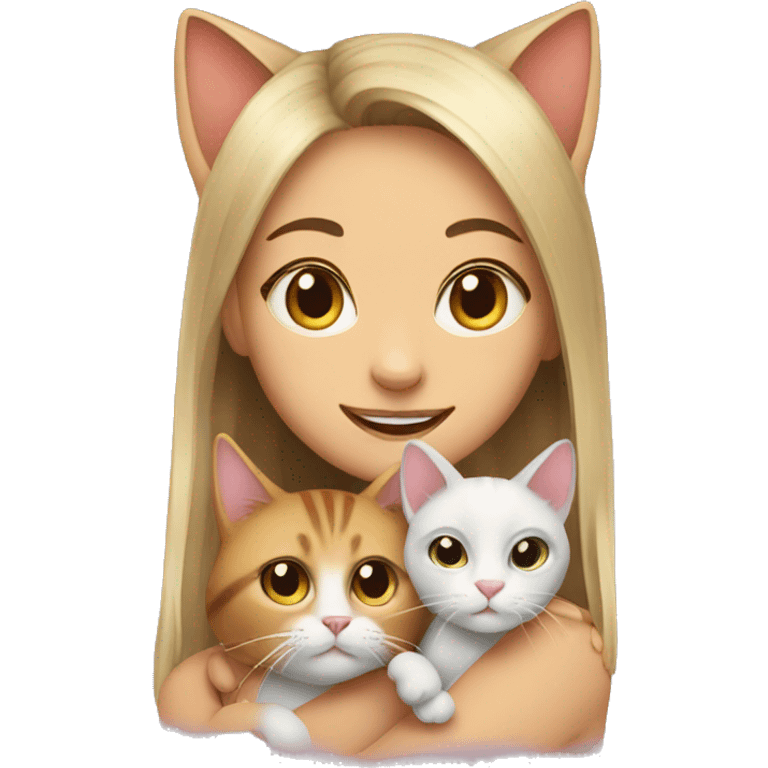 Cat with girl emoji