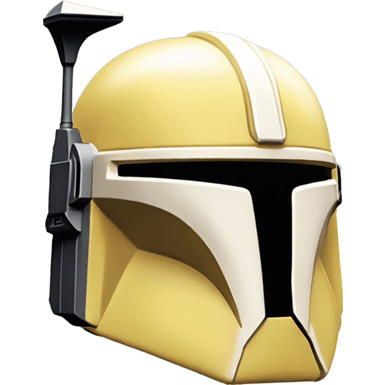 Light yellow and white colored Mandalorian helmet with antenna emoji