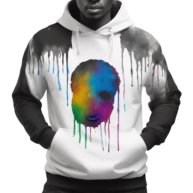 Hoodies tshirts black And white with stains of painting colors  emoji