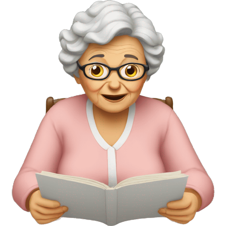 grandma reading,not understanding emoji