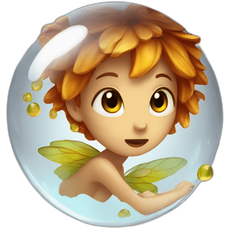 Fairy trapped in a drop of amber emoji