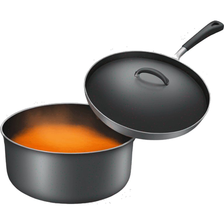 cooking pan with moderate dark and moderate dark orange color with steam emoji