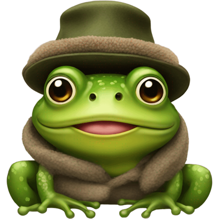 frog with ushanka hat emoji