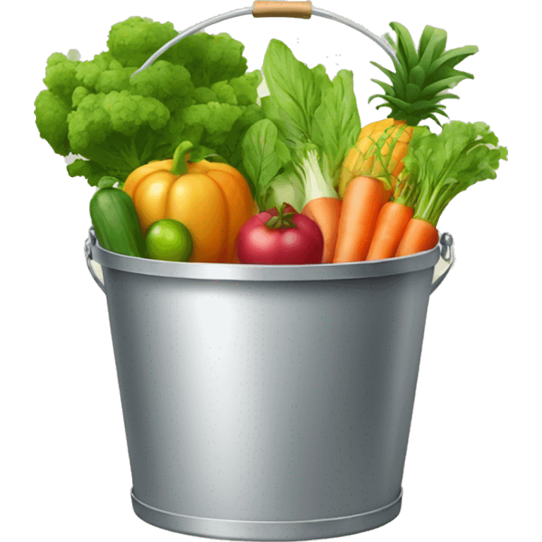 Fresh vegetables and fruits in the bucket  emoji