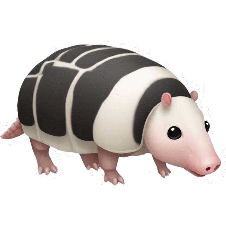 Black and white piebald chubby round rotund armadillo pig panda centipede armadillo  emoji