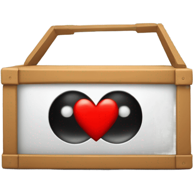 caja inteligente con lentes arriba de un corazon gigante emoji