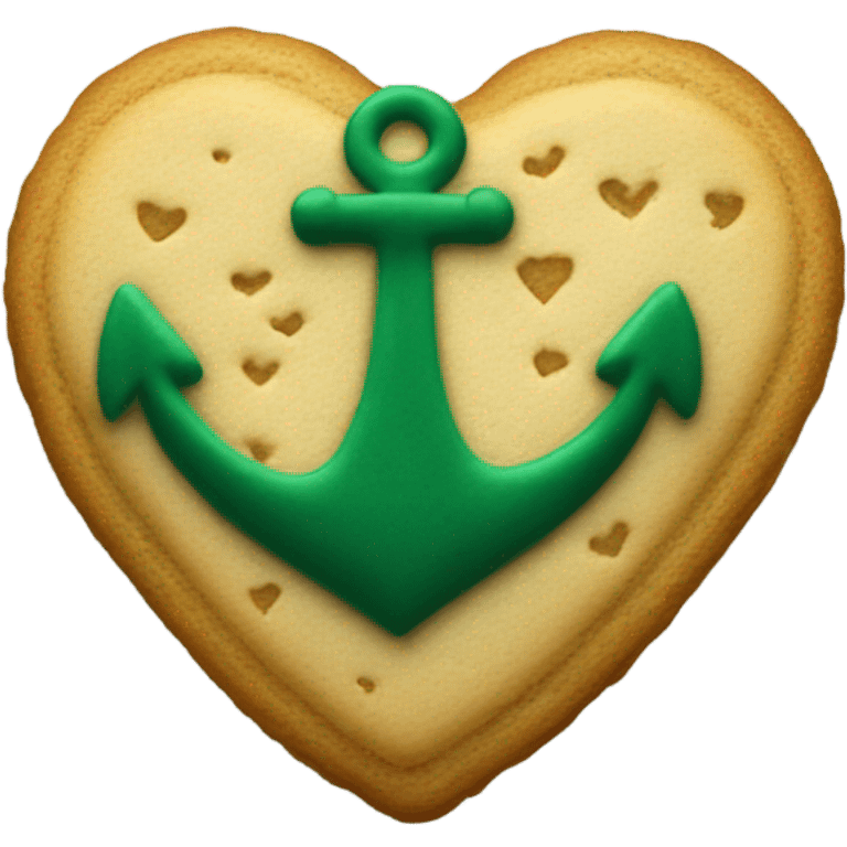 cookie heart with dark green anchor emoji