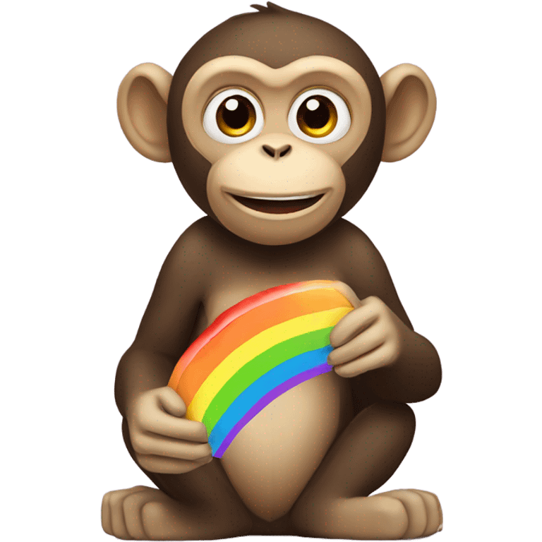 monkey eating rainbow emoji