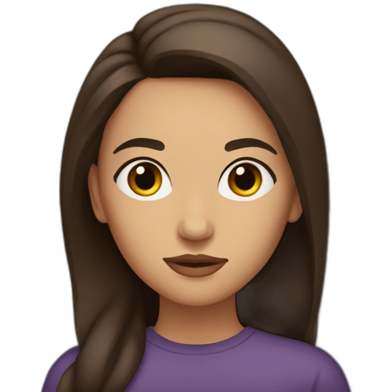 a brunette with resting bitch face emoji