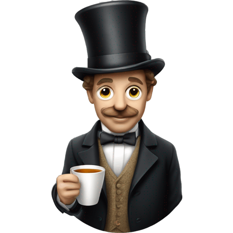 Photorealistic A British gentleman in a monocle and a top hat with a cup of tea in his hand emoji