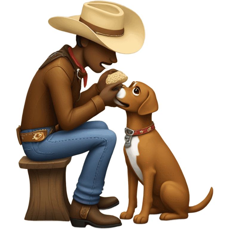 cowboy feeding a dog emoji