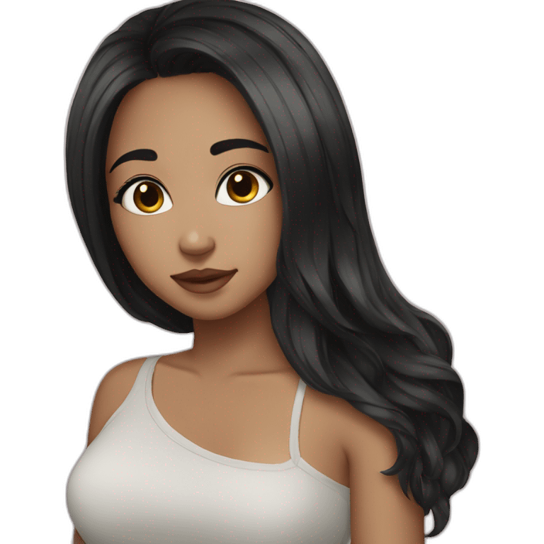 girl cute white black hair emoji