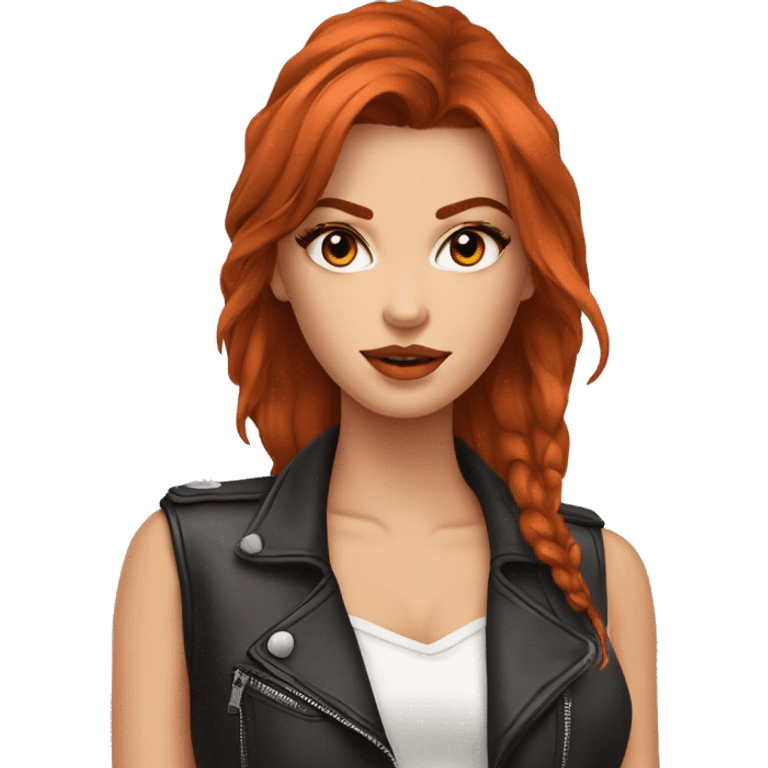 Mulher ruiva com roupa de rock olhos com delineado  emoji