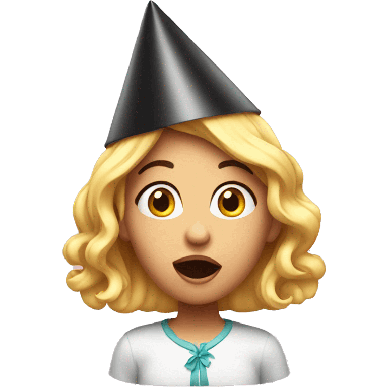 surprised girl in birthday cap emoji