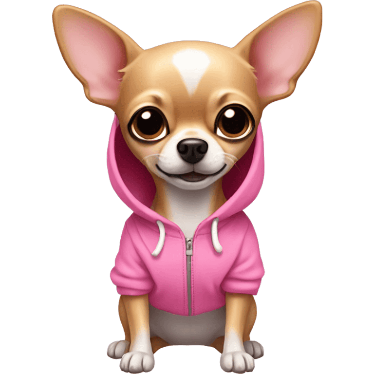 Tan Chihuahua wearing a pink hoodie emoji