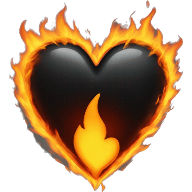 Black heart with fire surrounding  emoji