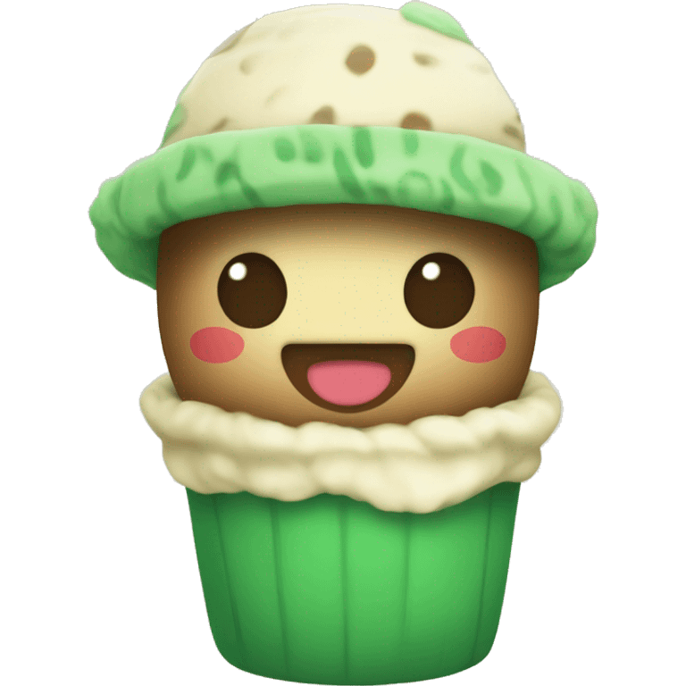 Cute green boba plushy with cream cap and brown straw emoji