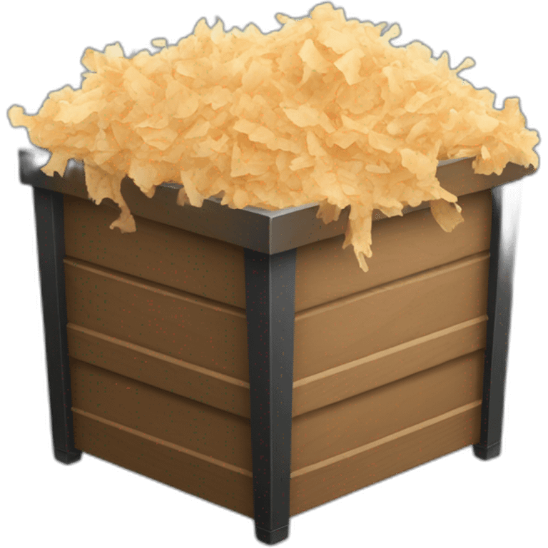 Dark cubic container filled with wood shavings emoji