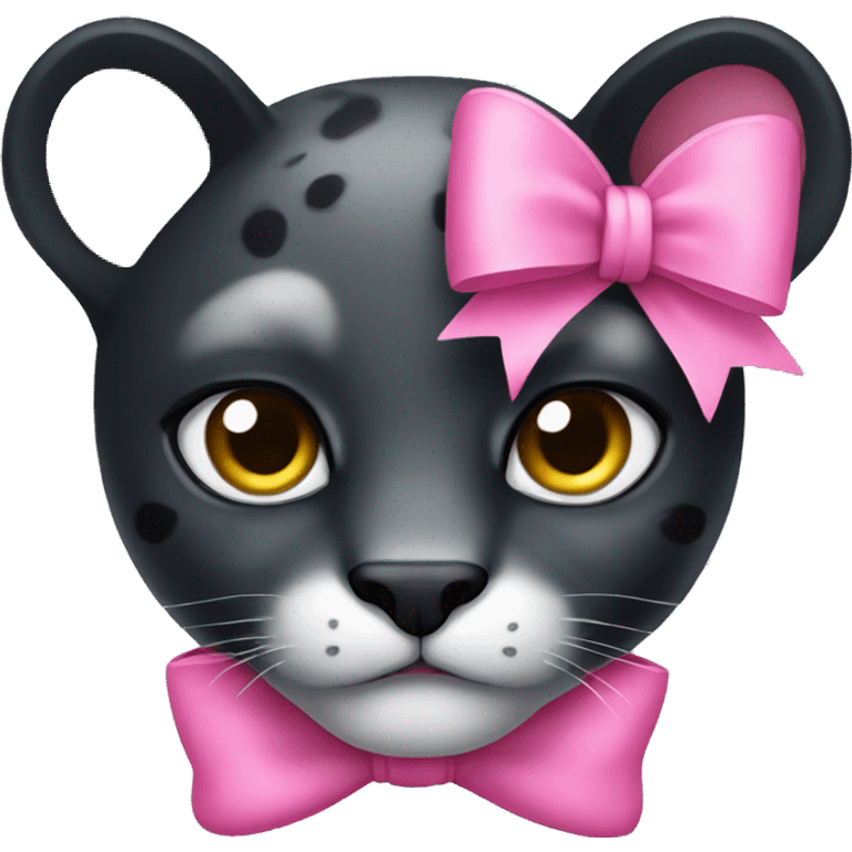 Panther wearing a pink bow emoji