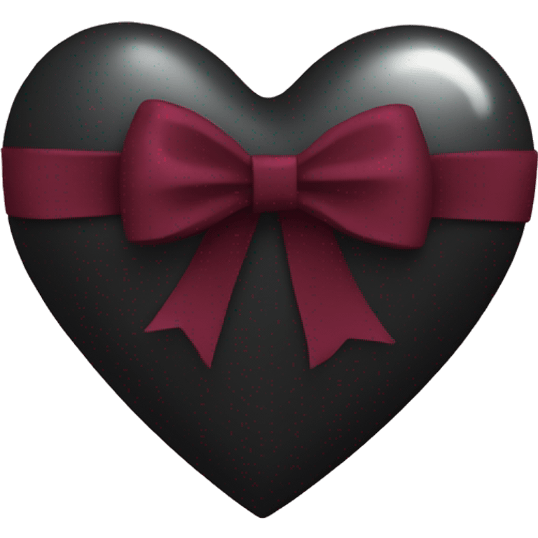 crystal black heart wrapped in a burgundy bow emoji