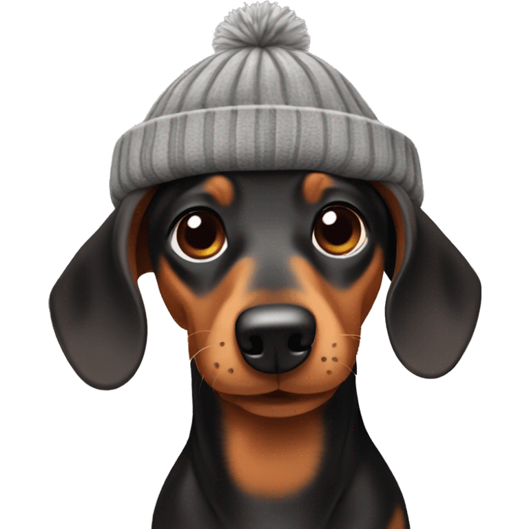 Dachshund wearing a beanie emoji