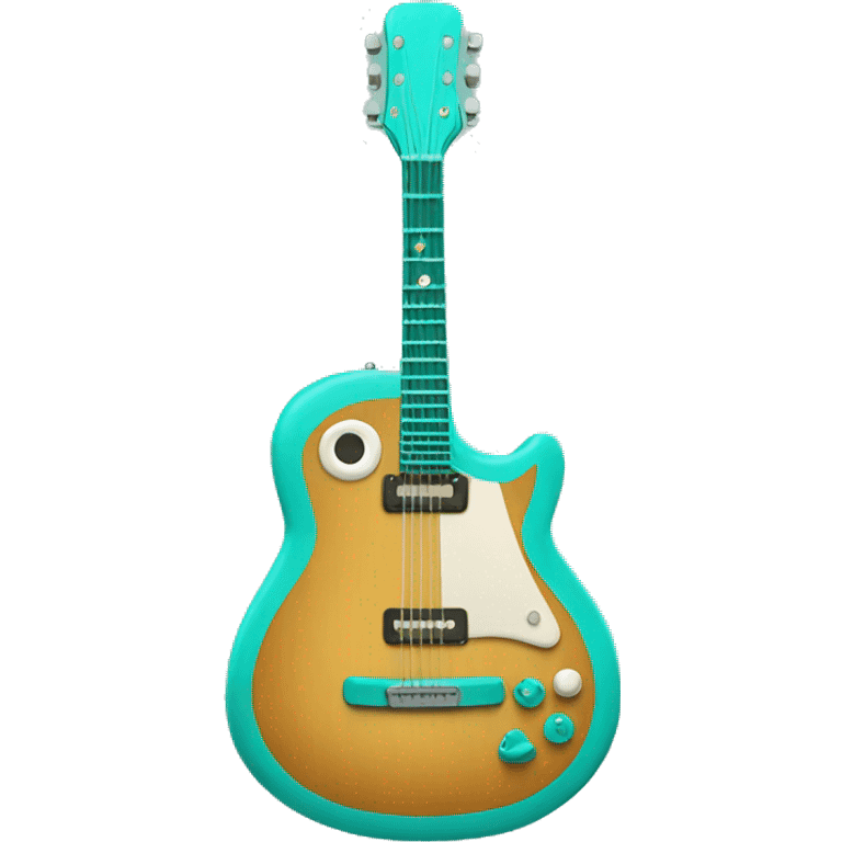 an aqua-colored guitar emoji