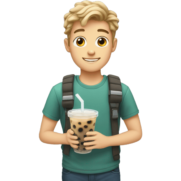 white boy with boba tea emoji