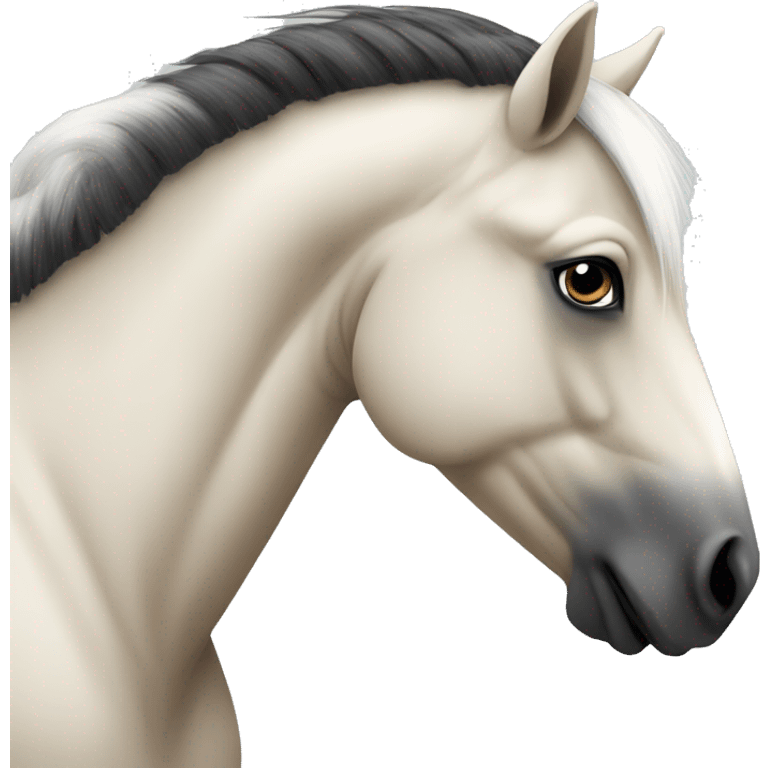 Fjord horse with black and white mohawk manes emoji