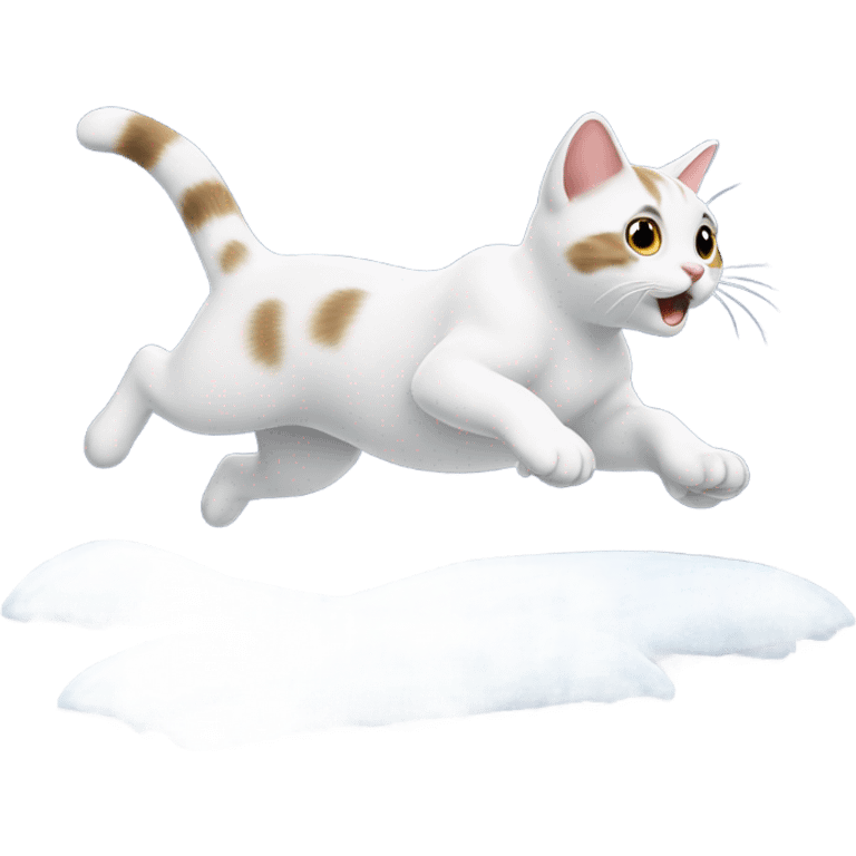 A cat jumping in the snow emoji