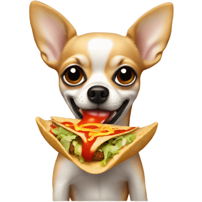 Chihuahua eating a taco with hot sauce emoji