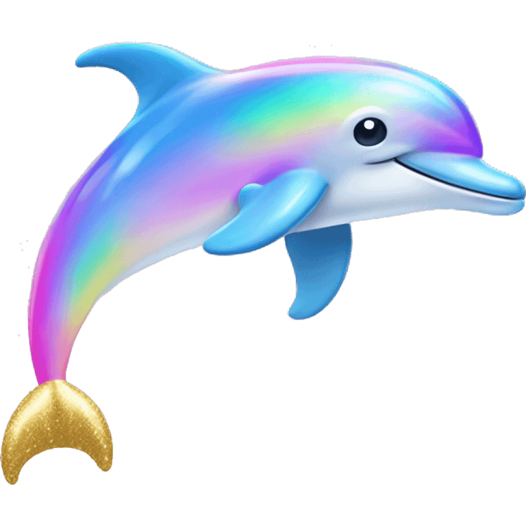 Sparkly pastel Dolphin hopping over rainbow emoji