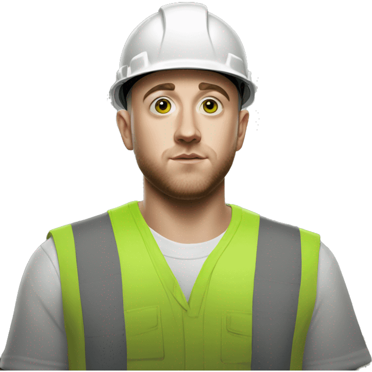 mac miller as construction worker with green eyes realism emoji