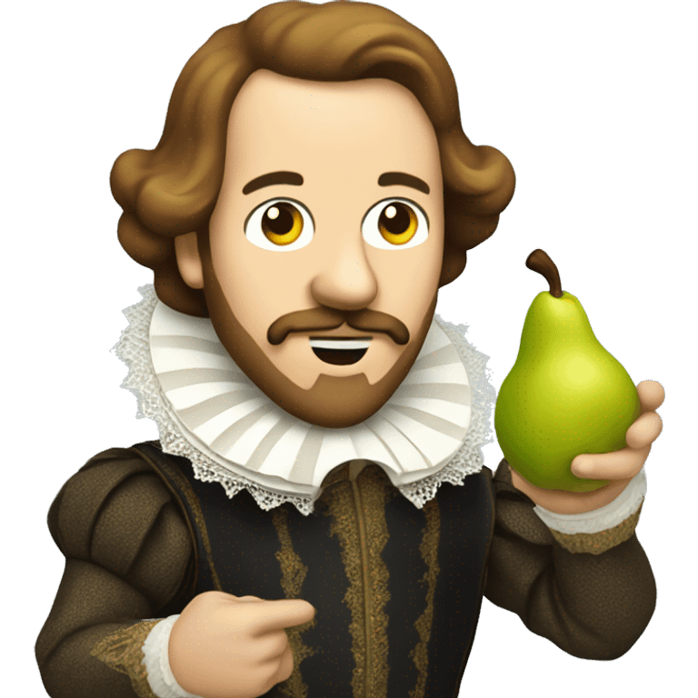 Shakespeare shaking a pear emoji