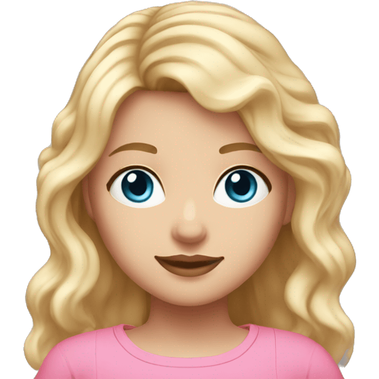 Cute woman with wavyblonde hair and blue eyes with a pink crop top emoji