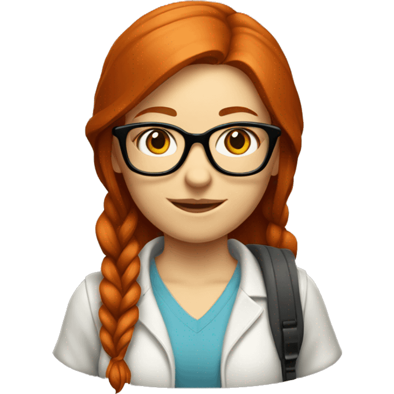 Redhead girl Nerd with glasses and computer emoji