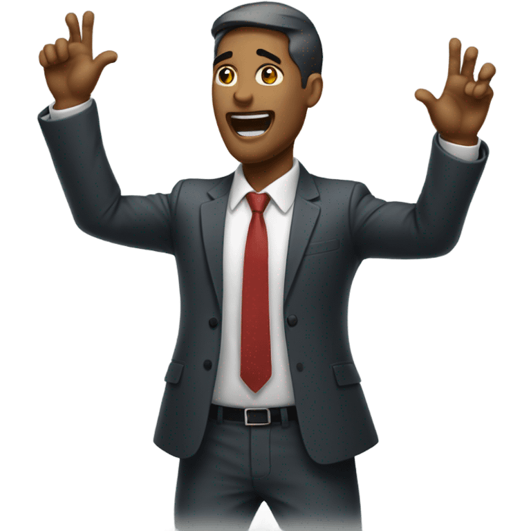 Businessman standing side view shouting emoji