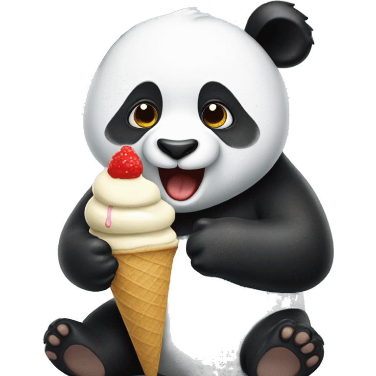 Panda eating ice cream emoji