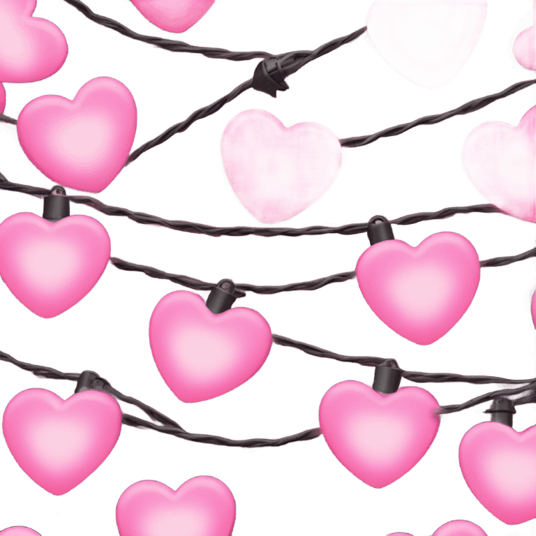 Realistic isolated pink heart shaped christmas string lights emoji