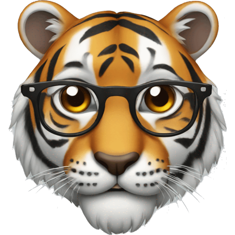 Tiger with eyeglasses emoji