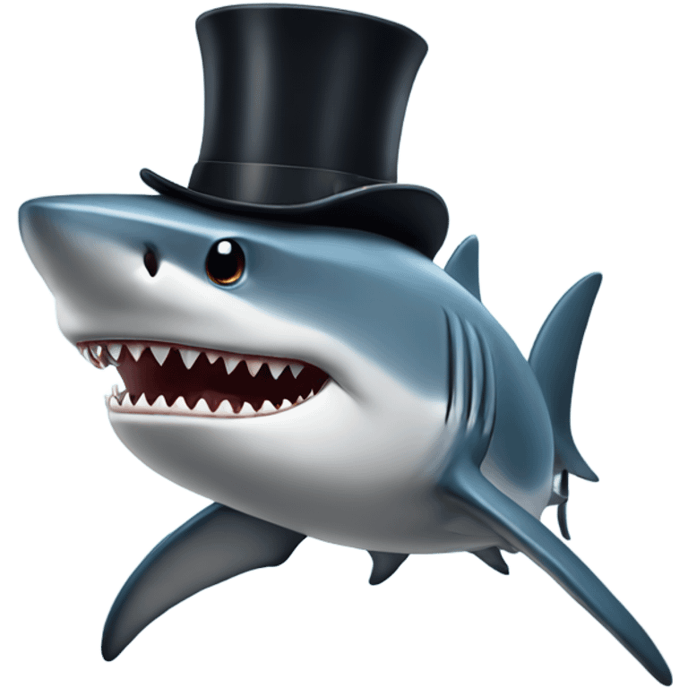 Shark with a top hat emoji