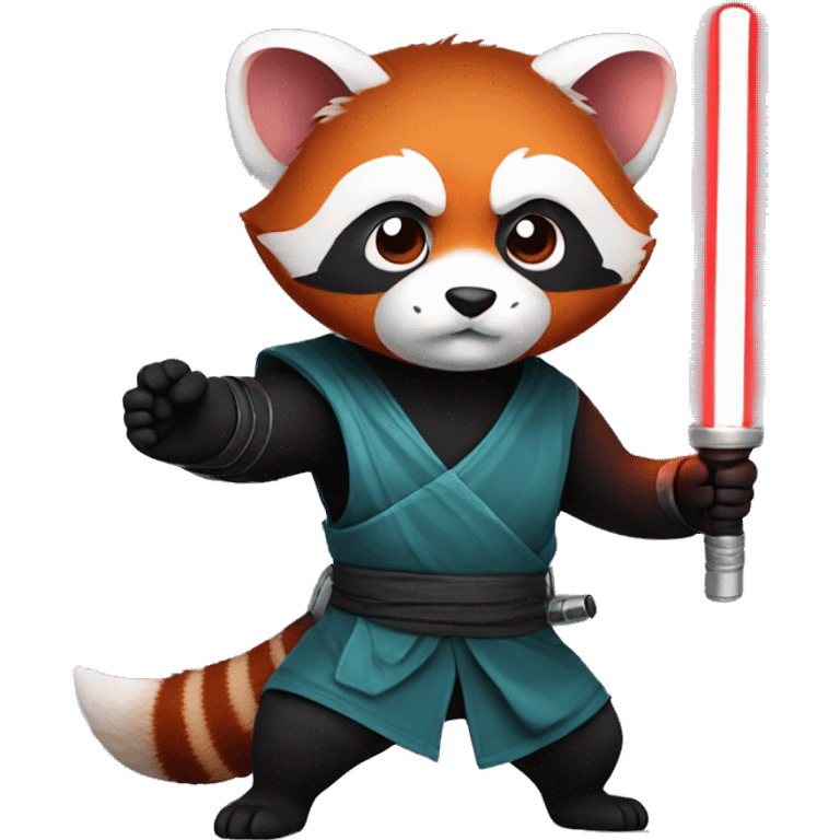 Red Panda ninja holding a light saber emoji