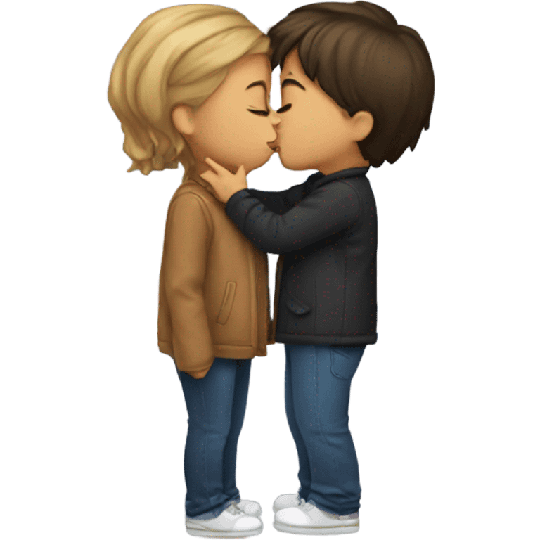 Girls kissing boy emoji