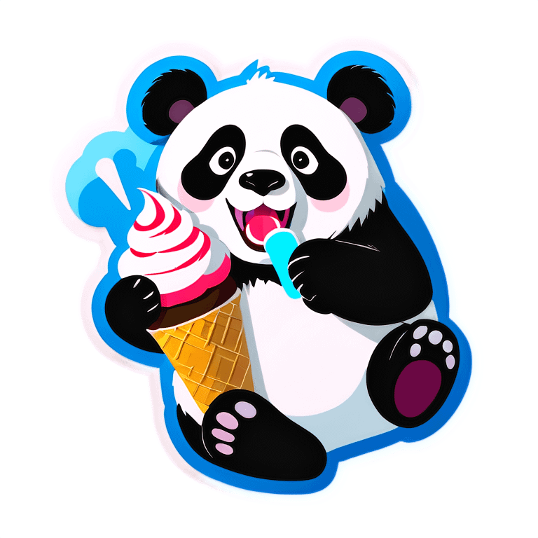 Panda eating ice cream emoji