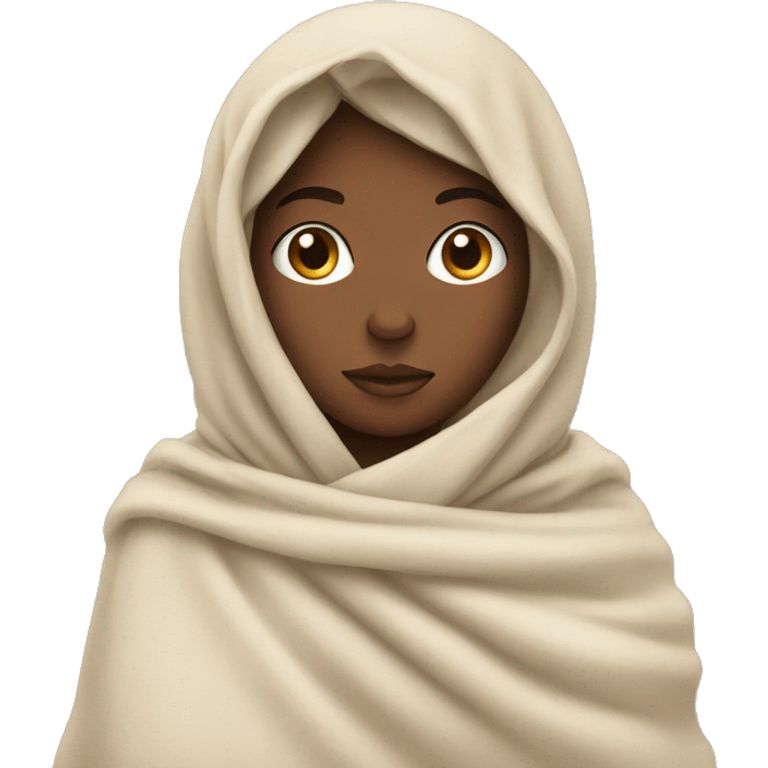 Beige girl wrapped in blanket emoji