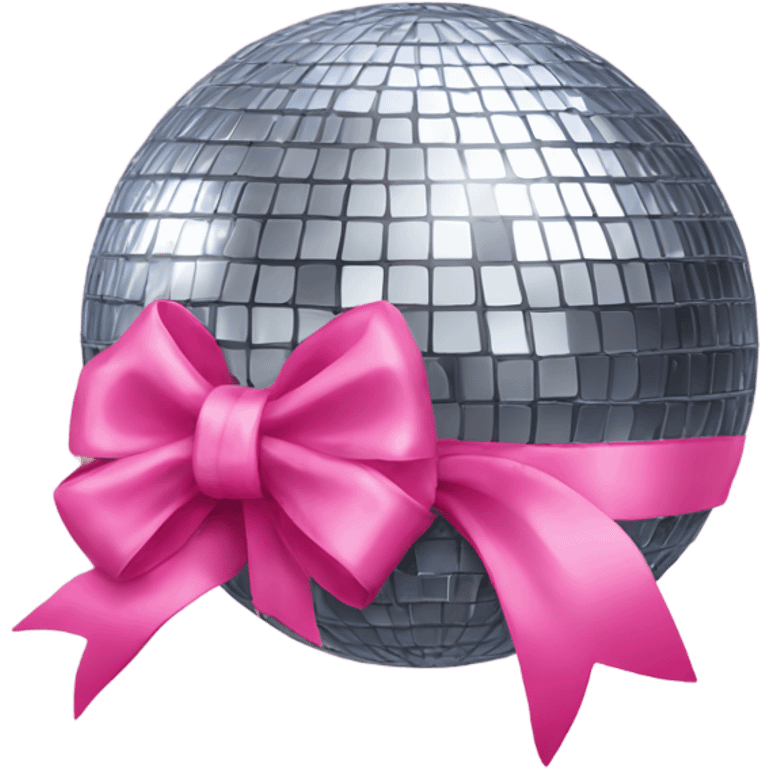 disco ball with pink bow on the top  emoji